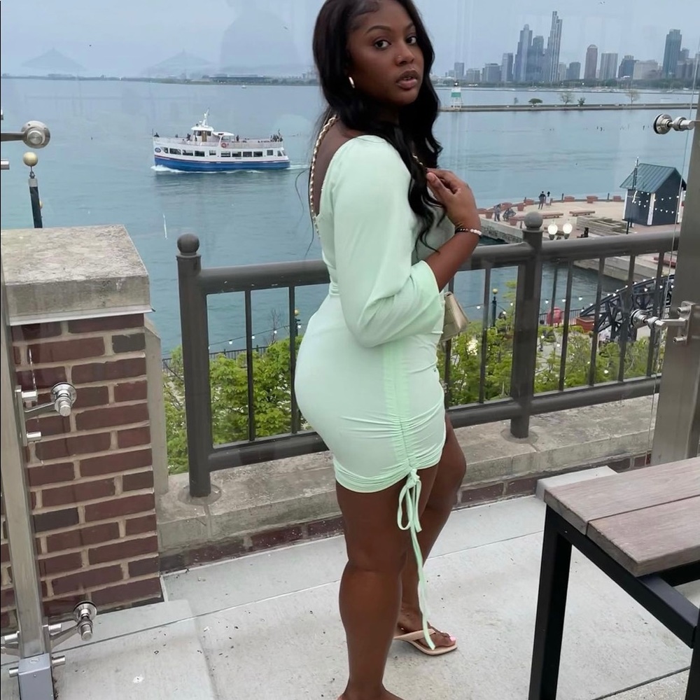 Mint , drawstring dress